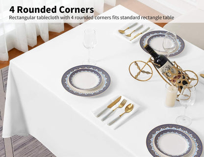 Surmente 5 Pack White Rectangle Tablecloth 90 x 156-inch Rectangular Polyester Table Cloth for Weddings, Banquets, or Restaurants