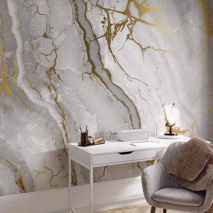 artgeist Premium Wall Mural Marble Stone 216x98 in - Non-Woven Photo Wallpaper Art Print Fleece Wall Mural Decoration Poster Picture Design White f-C-10015-a-a
