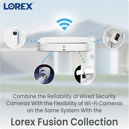 Lorex 4K Spotlight Indoor/Outdoor Wi-Fi 6 Security Camera with Smart Security Lighting, Person, Vehicle, Animal and Package Detection, 2-Way Talk, Quick Response, Lorex Fusion