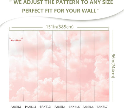 Pink Cloud Wallpaper Wall Mural for Bedroom Living Room (Not Peel n’ Stick)