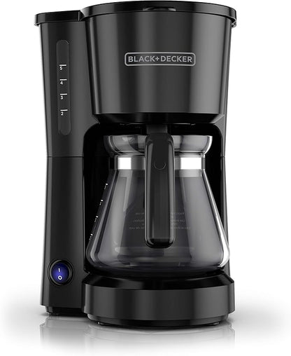 BLACK+DECKER 5-Cup Coffee Maker with On/Off Switch, Sneak-A-Cup Feature, and Easy-View Water Window, Black