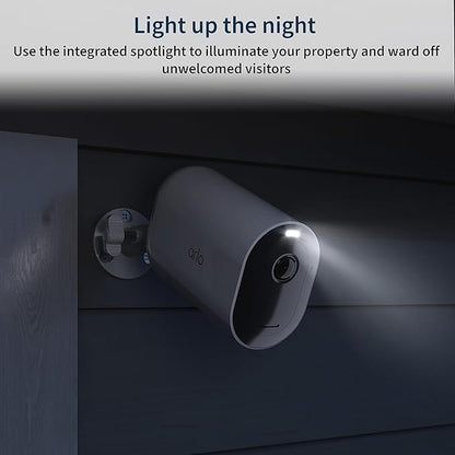 Arlo Pro 5S XL Spotlight Security Camera 2K HDR | Indoor/Outdoor | Band Wi-Fi Connects to Strongest Network | Longer Battery Life, 12X Zoom, Color Night Vision, 2-Way Audio - White, 3 Pack