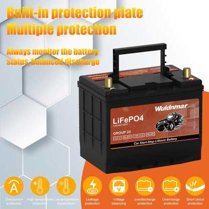 High Performance G24 12V 60AH Lithium Car Start Stop Battery with 1100CCA and 60 Month Warranty