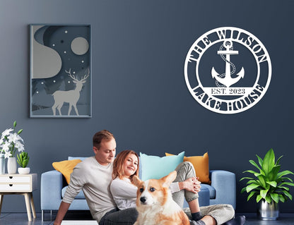 Personalized Lake House Decor, Custom Nautical Wall Decor, Nautical Decor for Home, Beach House Decor, Outdoor Nautical Decor, Outdoor Metal Lake House Signs, Lake House Gifts