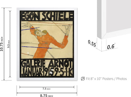 Poster Master Vintage Painting Poster - Retro Expressionism Print - Self Portrait as the Martyred St Sebastian - Gift for Artist, Friend - Wall Decor for Home, Office, 8x10 White Framed