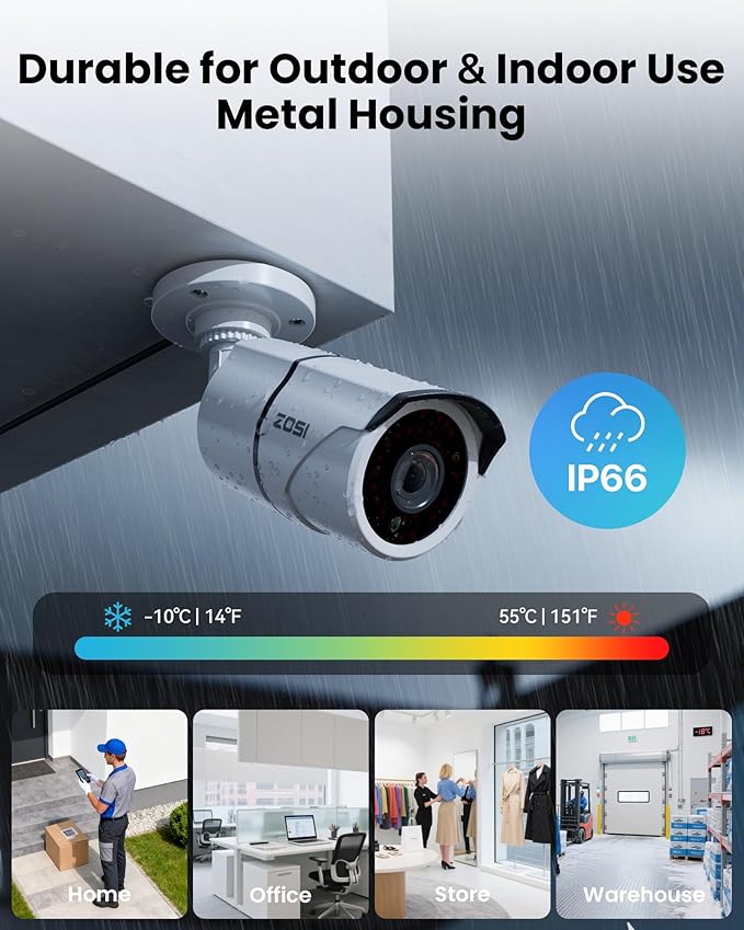 ZOSI 8CH 3K Lite Home Security Camera System with One-Way Audio,H.265+ 8-Channel CCTV DVR,AI Human/Vehicle Detection,4pcs 1080p Bullet Metal Cameras Indoor Outdoor,120FT Night Vision,No Hard Drive