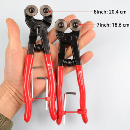 Glass Tile Nippers - Heavy Duty Wheeled Glass Mosaic Nipper & Hd Ceramic Tile Nipper, Tile Cutter Pliers Soft-grip Handle - Shapping Plier, Nipper Cutting Tools (7 Inch Wheeled Glass Mosaic Nipper)