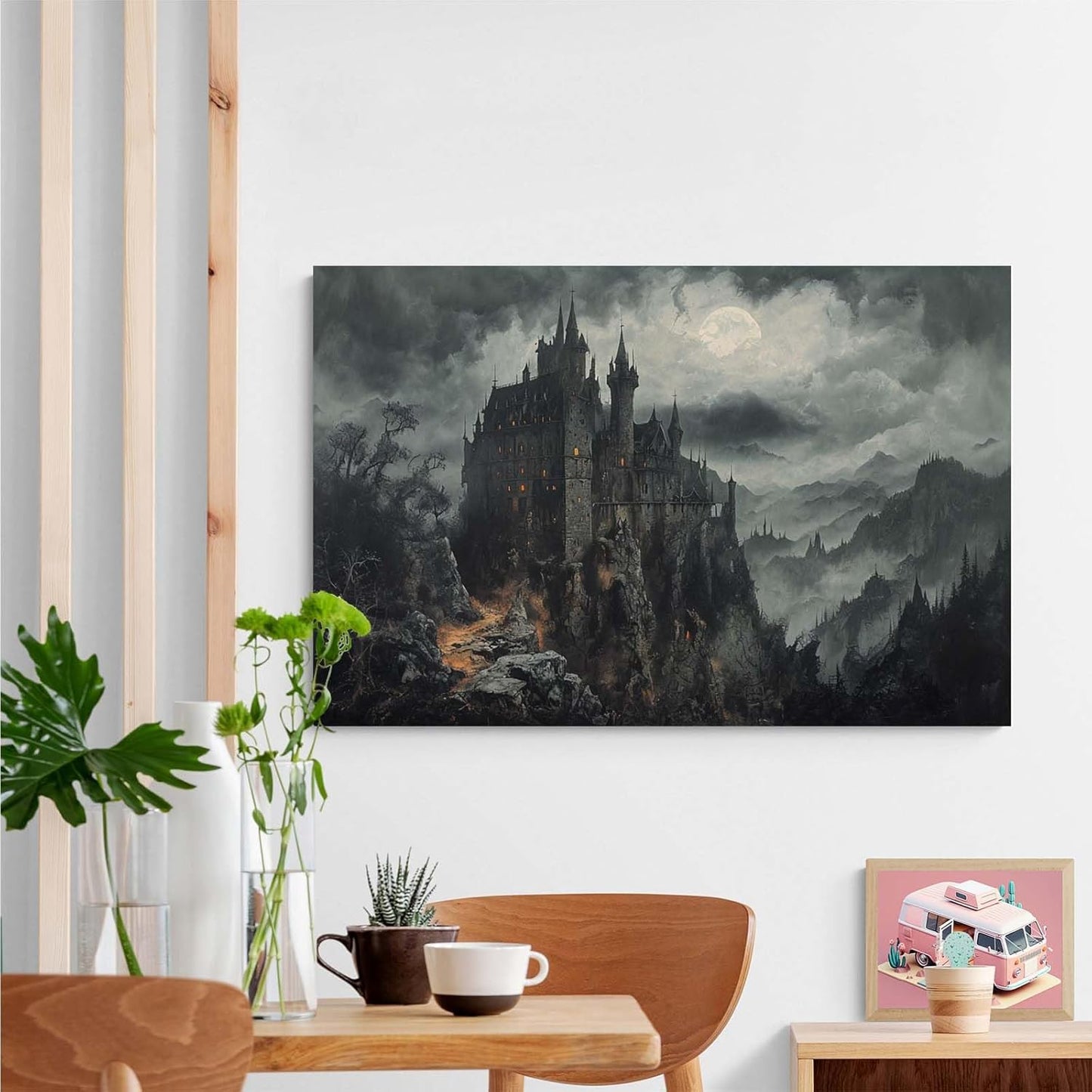JFHCQJPK Vintage Castle Poster Dark Academy Victorian Gothic Castle Wall Art Poster Moody Mystical Art Print Suitable for Home Living Room Bedroom28x40in Frameless