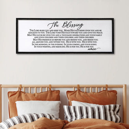 The Blessing Christian Song Lyrics Wall Decor 32"×12" Bible Verse May The Lord Bless You Scripture Wall Art Sign (Black)