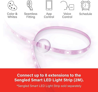 Sengled Smart Zigbee Multicolor Light Strip, 2M (6.56ft) Base Kit, Hub Required, Also Compatible with Alexa & Google Assistant, RGBW, Extendable, High Brightness, 1400Lumens (E1G-G8E)