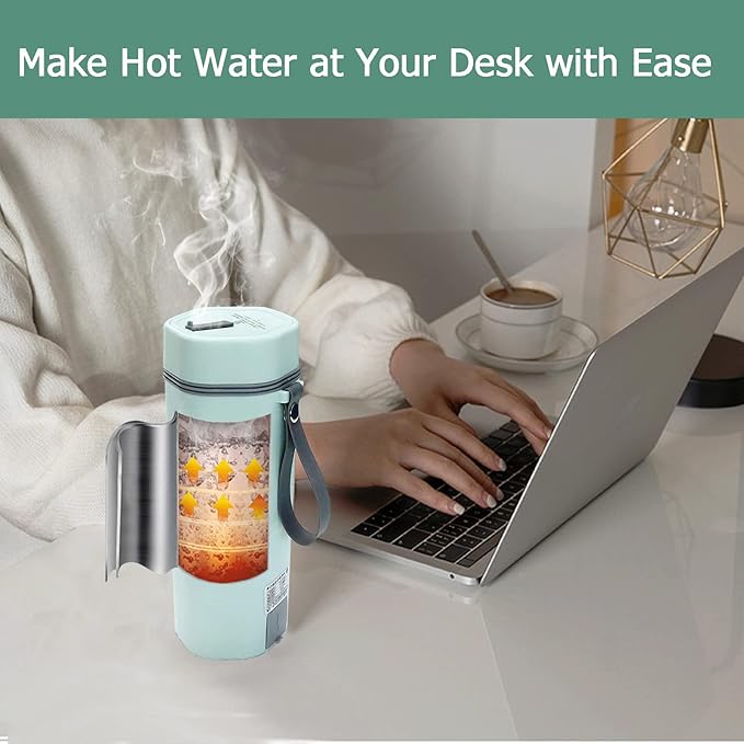 Electric Travel Kettle, Portable Electric Kettle, Mini Hot Water Boiler, Small Travel Tea Kettle Fast Boiling Water, One Cup Hot Water Maker, 350ml-Green