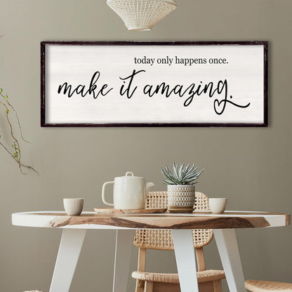 Today Only Happens Once Make It Amazing Framed Wall Art, 32''×12'' Rustic Religious Christian Lords Prayer Sign for God Jesus Christ Prayer, Horizontal Holy Inspirational Catholic Scripture Decor