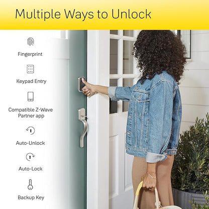 Yale Assure Lock 2 Touch Deadbolt, Lifetime Brass Keyed Smart Entry Door Lock with Bluetooth Connected Touchscreen Keypad and Fingerprint Scanner for Code Entry (No Wi-Fi), YRD420-F-BLE-P05