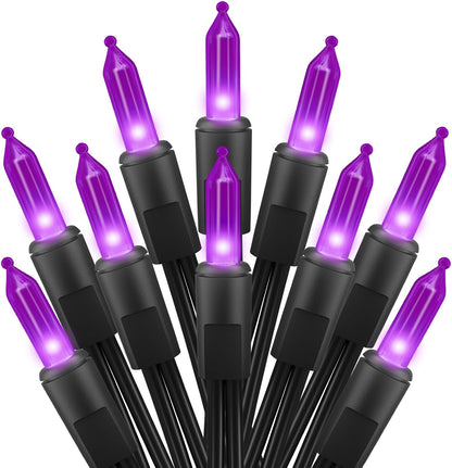 2 Pack Purple Halloween Mini Lights, 13 Feet 50 Count Totally 100 Count Incandescent Bulb Mini String Lights, Connectable Halloween Light for Haunted House Ghost Party Holiday Window Indoor Decoration