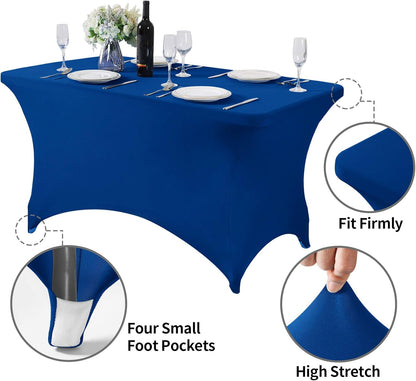 Spandex Table Cover for 4FT Table Universal Fitted Stretch Tablecloth for Party, Banquet, Wedding and Events-Classicblue