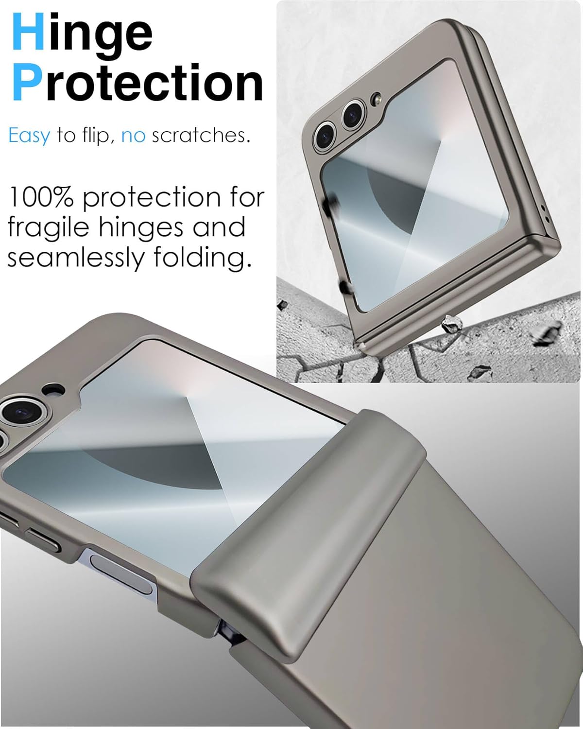 STORMTAL for Samsung Galaxy Z Flip 6 Case/Z Flip 7 FE Case, Hinge Protection, Built-in Screen Protector, Wireless Charging, Slim Rugged Phone Protective Case for Galaxy Z Flip 6
