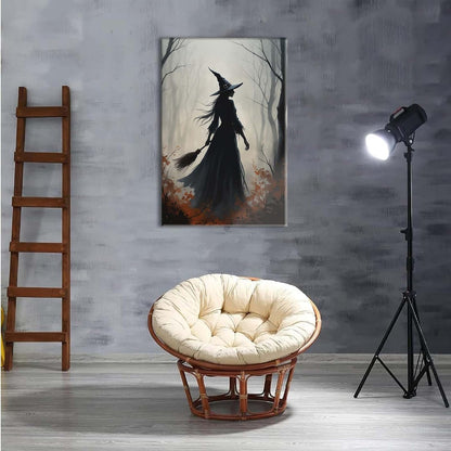 JFHCQJPK Vintage forest witch silhouette poster Halloween mural poster decoration mural art magic suitable for home living room bedroom16x24in Frameless