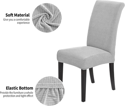Joccun Chair Covers for Dining Room Set of 6,Dining Chair Slipcovers Stretch Dining Room Chair Covers Seat Protector,Washable Parsons Chair Cover for Home,Hotel,Banquet(Silver,6 Pack)