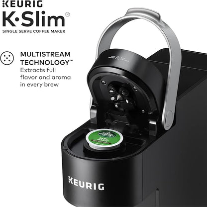 Keurig K-Slim Single Serve K-Cup Pod Coffee Maker, Multistream Technology, 3 Brew Sizes, Slim and Sleek Design, 46oz Removable Reservoir, Black