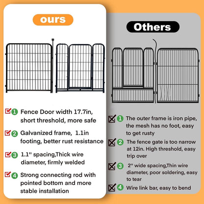 Tall Garden Fence, 32 in(H) Dog Fence Outdoor for Yard. 12 Panels Total 26.6 Ft(L) Puppy Playpen, Suitable for Indoor or Outdoor Use Play Pens for Puppys, Large Dog Pen, Fences for Garden