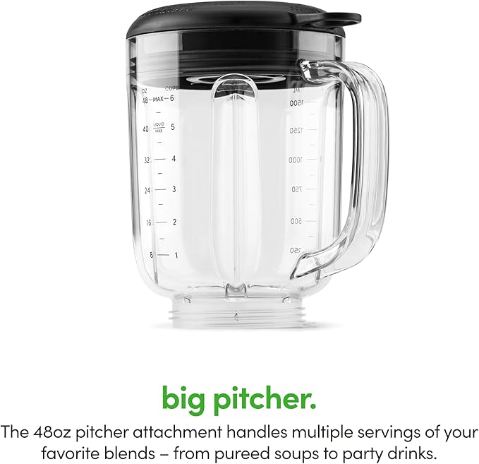 Magic Bullet® Combo Blender, 600W, 48oz Pitcher, 16oz Cup with To-Go Lid, Easy Cleaning, Cross Blade, for Smoothies, Sauces, Shakes, Salsa, Hot Blends, Silver, MBF50200