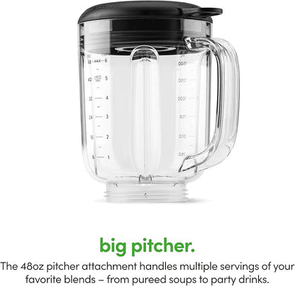 Magic Bullet® Combo Blender, 600W, 48oz Pitcher, 16oz Cup with To-Go Lid, Easy Cleaning, Cross Blade, for Smoothies, Sauces, Shakes, Salsa, Hot Blends, Silver, MBF50200