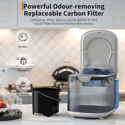 2.5L Kitchen Composting Bins, 3 Modes Smart Composter Bin, Auto-Clean, Converts Food Waste to Dry Fertilizer, LED Display & Quiet Operation
