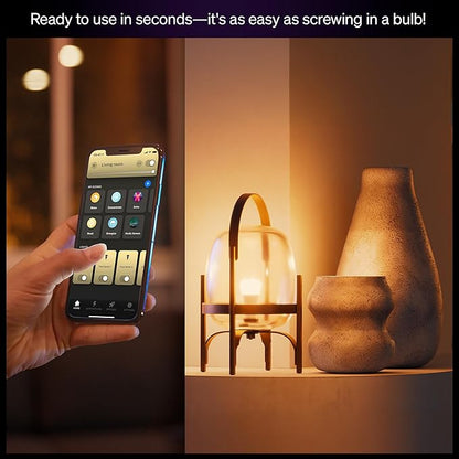 Philips Hue Smart LED A19 Bulb, White Ambiance, E26 Base, 7.2W, Full Spectrum Light 1000K-20000K, 810 Lumens, Dimmable, Works with Alexa, Google, and Apple Home, 2pk