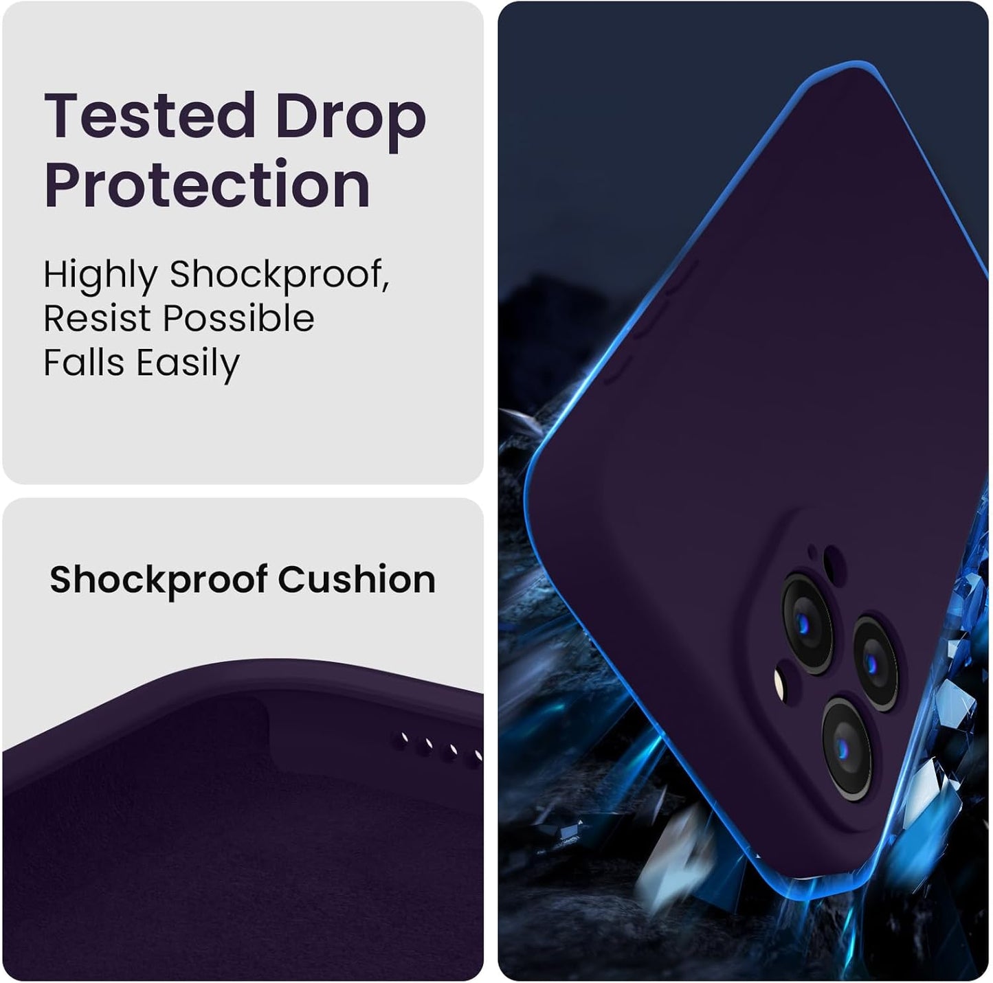 FireNova Designed for iPhone 15 Pro Max Case, Silicone Upgraded [Camera Protection] Phone Case with [2 Screen Protectors], Soft Anti-Scratch Microfiber Lining Inside, 6.7 inch, Purple