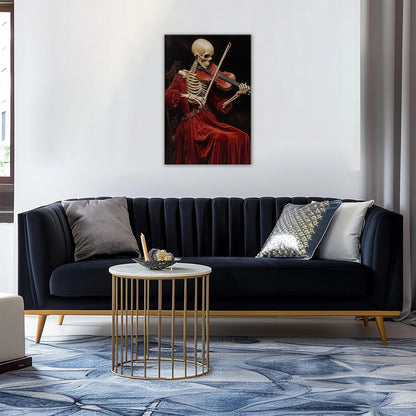 OAAPITI Gothic Skull Violinist Wall Art Macabre Musician Canvas Print Edgy Dark Art Vintage Halloween Decoration for Living Room Bedroom Home Wall Decor(Artwork-9,28"x42")