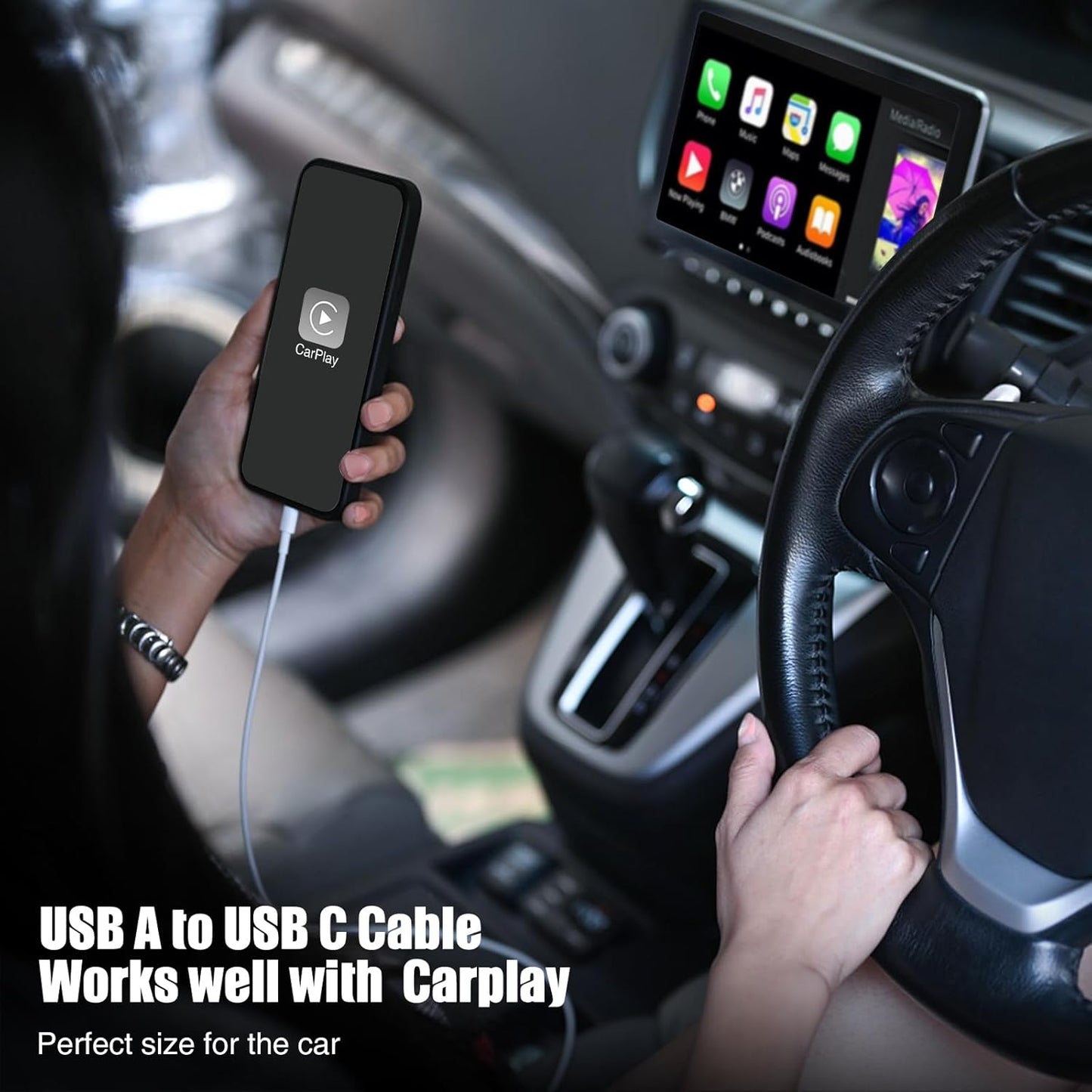 Car Carplay Cable USB to USB C Cable for iPhone 16 15 Pro Plus Pro Max，3-Pack 3.3FT USB A to USB C Cable for iPad Pro/Air/Mini，for Samsung S24/S23/S22/S21，for MacBook Pro/Air and More