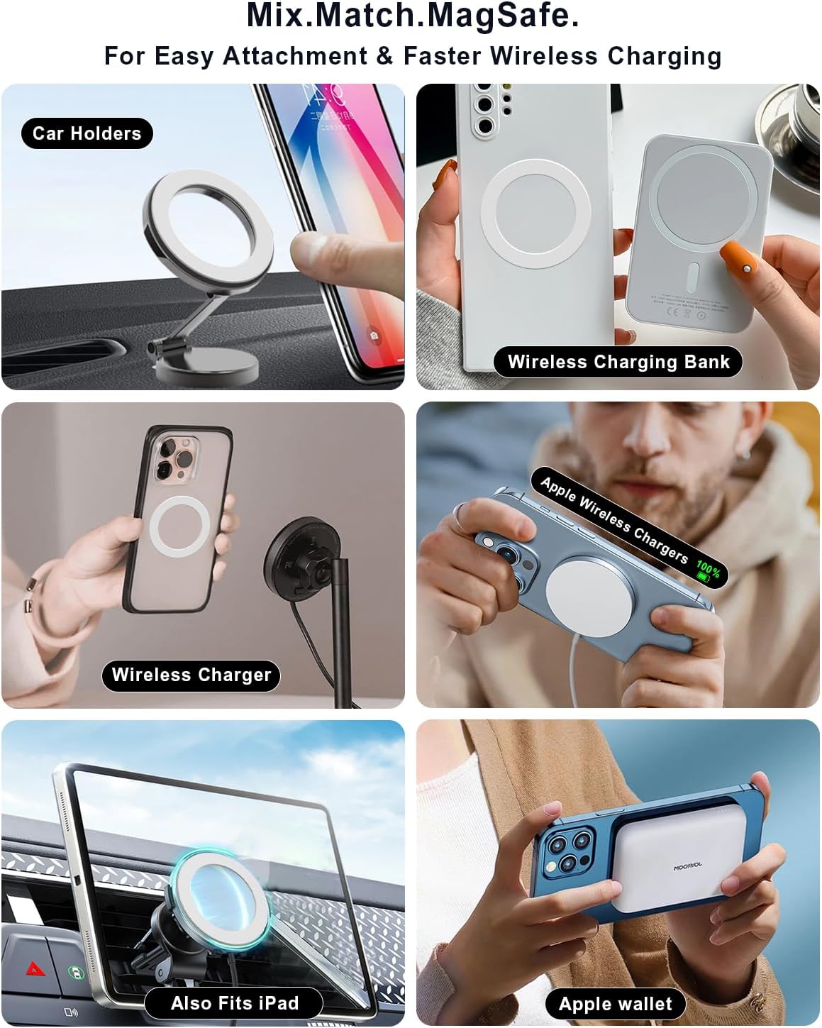Magnetic Adapter Rings,Compatible with Kindle Pop Socket Magnetic,for Magsafe Accessories & Wireless Charging for iPhone 15/14/13/12 Mini Plus Pro Max/Pixel 8/ S24 Ultra/ S23 and More