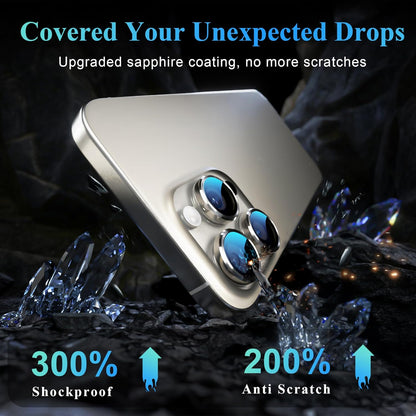 YWXTW Camera Lens Protector for iPhone 16 Pro/iPhone 16 Pro Max, [1 Step Installation Tray] Tempered Glass Screen Protector Metal Individual Camera Cover Accessories Case Friendly (Natural Titanium)