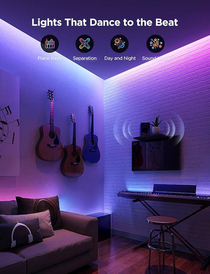 Govee RGBIC Strip Light 2 Pro, 3.28ft LED Lights Extension Without Plug, DIY Multiple Colors on One Line, Smart LED Strip Lights for Bedroom, Studio, Cabinet, Upgraded RGBICWW, Home Decor
