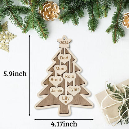Personalized Christmas Ornaments 2025 with Family Names 1-7 Names Custom Ornaments for Christmas Tree Personalized Ornament Gifts