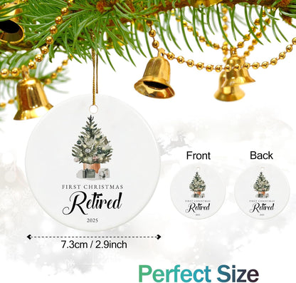 Retirement Christmas Ornament 2025, Retirement Gifts for Women 2025 Coworker, Ceramic Keepsake First Christmas Retired Ornament 2025 with Ribbon and Box