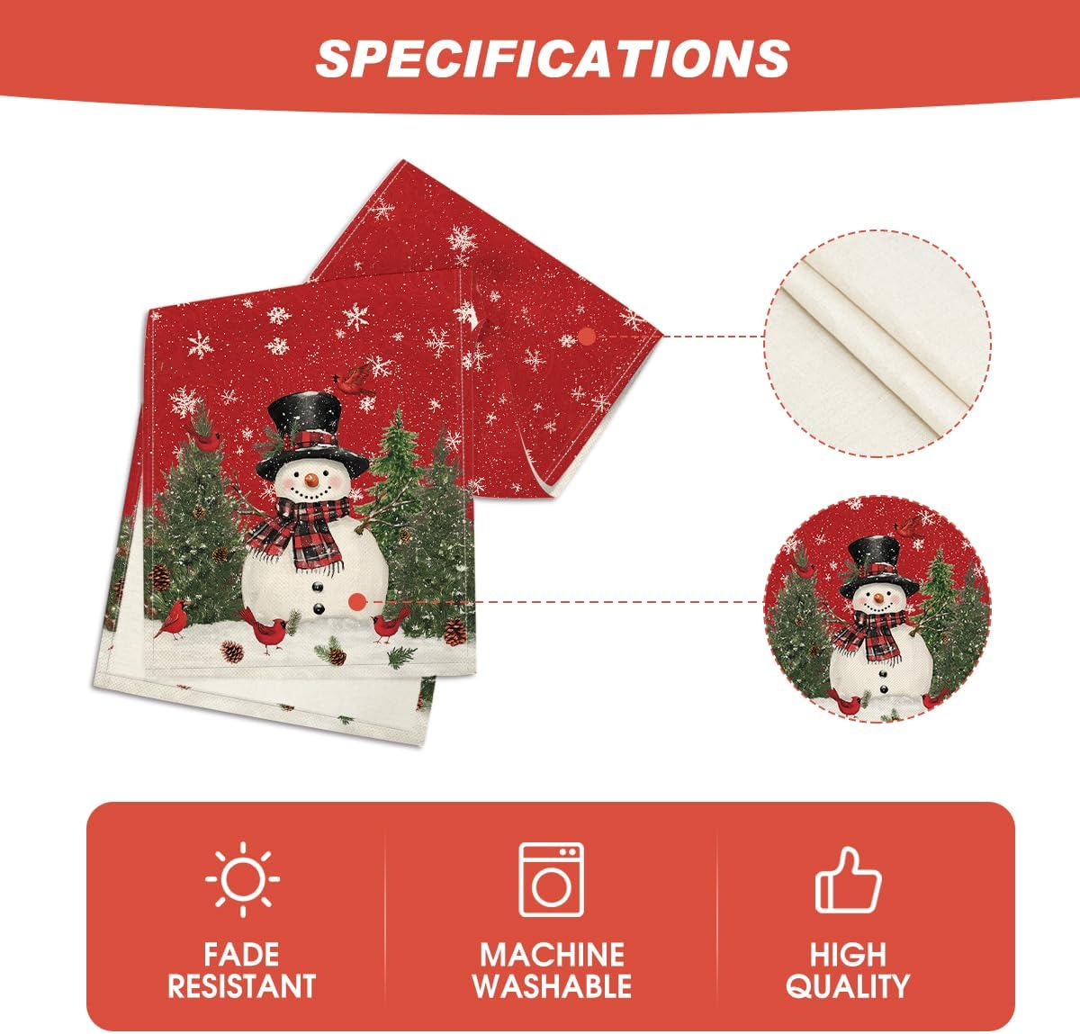 Artoid Mode Snowman Christmas Birds Trees Table Runner, Seasonal Winter Xmas Holiday Kitchen Dining Table Decoration for Indoor Outdoor Home Party Decor 13 x 36 Inch