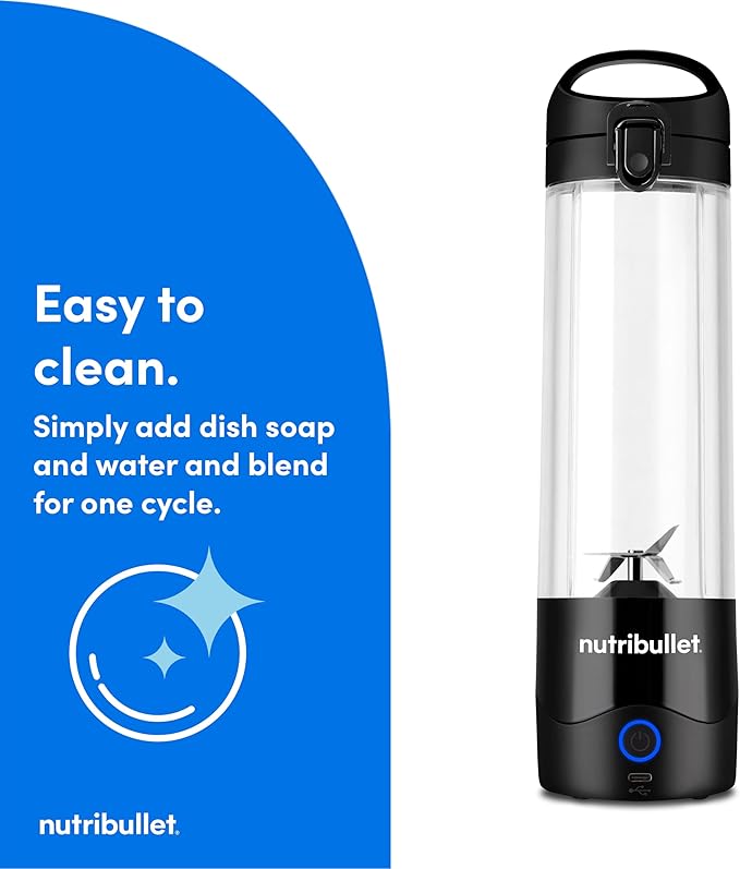 nutribullet Portable Blender, Cordless, 20oz Vessel, Personal Blender, USB-C Rechargeable, Black, NBPB50100K