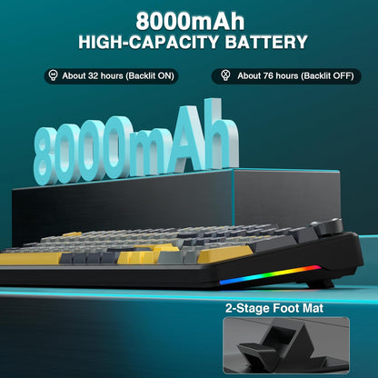 AULA F108 PRO - Wireless Mechanical Keyboard with Screen&Knob,Hot Swappable Gaming Keyboard with 8000mAh Battery,Pre-lubed Switches,RGB Backlit,PBT Keycaps Creamy Sounding Computer Keyboards,104 Keys