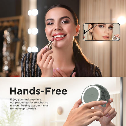 Magnetic Suction Cup Phone Mount for MagSafe Case, Silicone Hands-Free Phone Grip Holder for iPhone and Android, Mirror Shower Phone Stand for Makeup FaceTime Gym Kitchen Bathroom, Calke Green