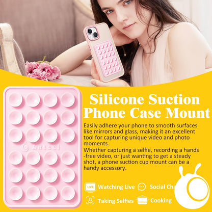 Anteel MAX Silicone Suction Phone Case Adhesive Mount, Upgraded Super Strong Grip, Durable, Easy to Use, Hands-Free Sticky Phone Holder for Selfies, Tiktok Videos, 2.56"x3.94" (LBL&LBL)