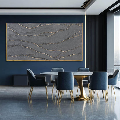Gold and Grey Wall Art Framed Pictures Wall Decor Neutral Artwork Hand Painted 29"x58" Abstract Wall Art for Living Room Dining Room Kitchen