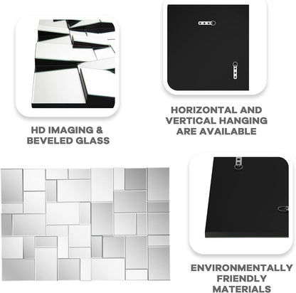 KOHROS Modern Geometric Irregular Mirror for Wall Decor 44" x 30" Decorative Mirror with Beveled Glass for Entryway Hallway Living Room Home Decor Horizontal or Vertical Hanging