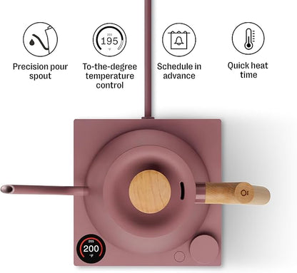 Fellow Stagg EKG Pro Electric Gooseneck Kettle - Pour-Over Coffee and Tea Pot, Stainless Steel, Quick Heating, Desert Rose with Maple Wood Handle, 0.9 Liter