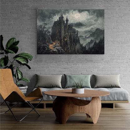 Vintage Castle Poster Dark Academy Victorian Gothic Castle Wall Art Poster Moody Mystical Art Print Suitable for Home Living Room Bedroom8x12in Wood Framed