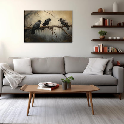 OAAPITI Halloween Decor Vintage Crow Wall Art Retro Art Poster Creepy Raven Picture Print Horrid Cemetery Painting Artwork Home Wall Decor(Artwork-4,12"x18")