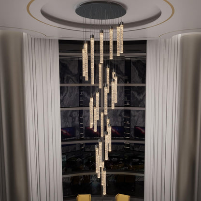 H150'' Modern Chandelier Modern Led Chandeliers Foyer Chandelier Stairs Large Chandelier Adjustable Black Chandeliers Pendant Lighting Fixture Hanging Ceiling Light