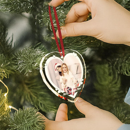 Personalized Photo Crystal Ornament 2025, Custom Engraved Heart Pendant Keepsake Wedding Gift for Couples