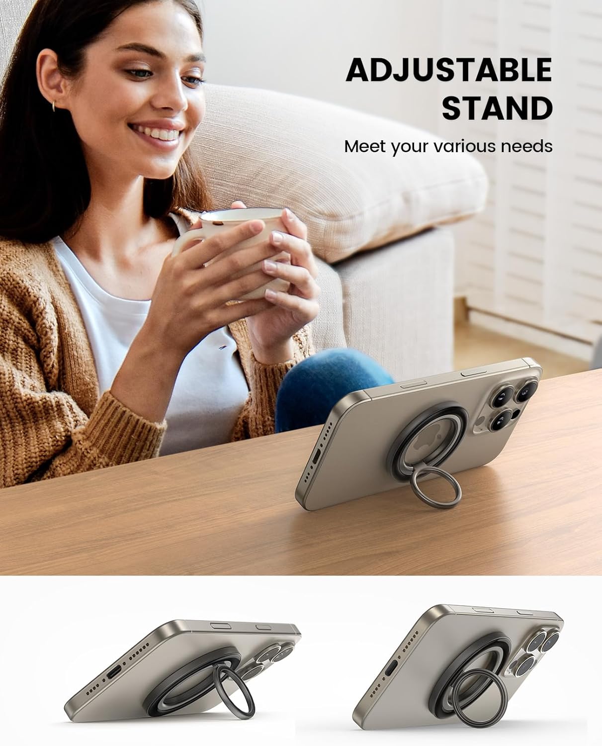 Lamicall Magnetic Phone Ring Grip for MagSafe - [4.4lbs Ultra Magnet] Finger Holder, Father's Day for Father, 360° Metal Gear Hinge Ring Stand for iPhone 16 15 14 Pro Max, Cases, Mag Safe Accessories