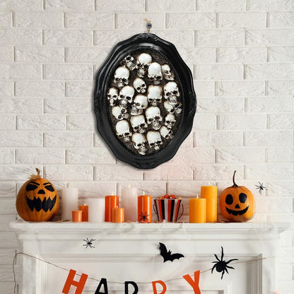10.2" Halloween Skull Decorations, Gothic Skeleton Head Halloween Hanging Wall Decor, Resin Skull Sculptures for Halloween Indoor Outdoor Holiday Party Home Decoration